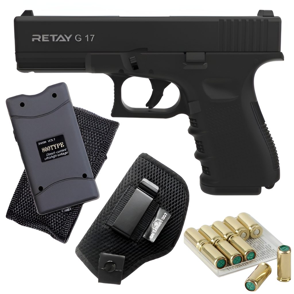 Retay G17 Blank GunBlack with Blanks Holster and Stun Gun 1