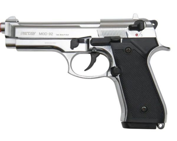 Retay Mod 92 Blank Gun Chrome With 10 Bullets - Image 2