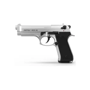 Gun Model Retay Mod 92 Blank Caliber 9mm P.A.K Color Fume Magazine Capacity 14+1 rounds Weight 910 grams Length 215 mm Height 137 mm Use Self-defense training