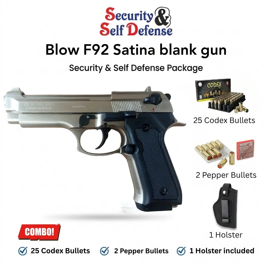 Blow F92 Satina with 25 Codex Bullets, 2 Pepper Bullets & 1 Holster 1 Blow F92 Satina
